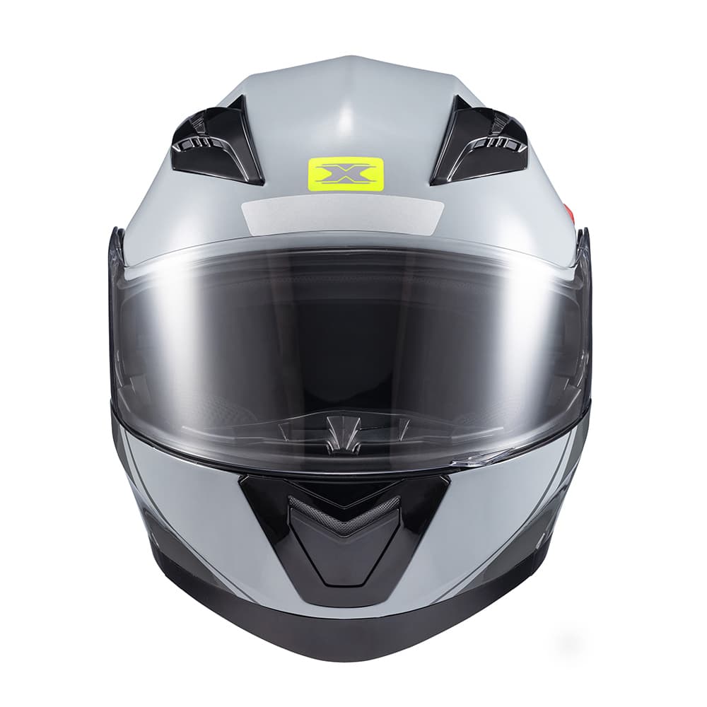 Capacete TEXX Escamoteável Gladiator V3 Makan Cinza Verde Brilho