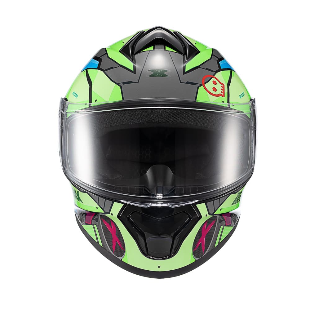 Capacete TEXX Fechado Spihe Gear Verde Azul Rosa