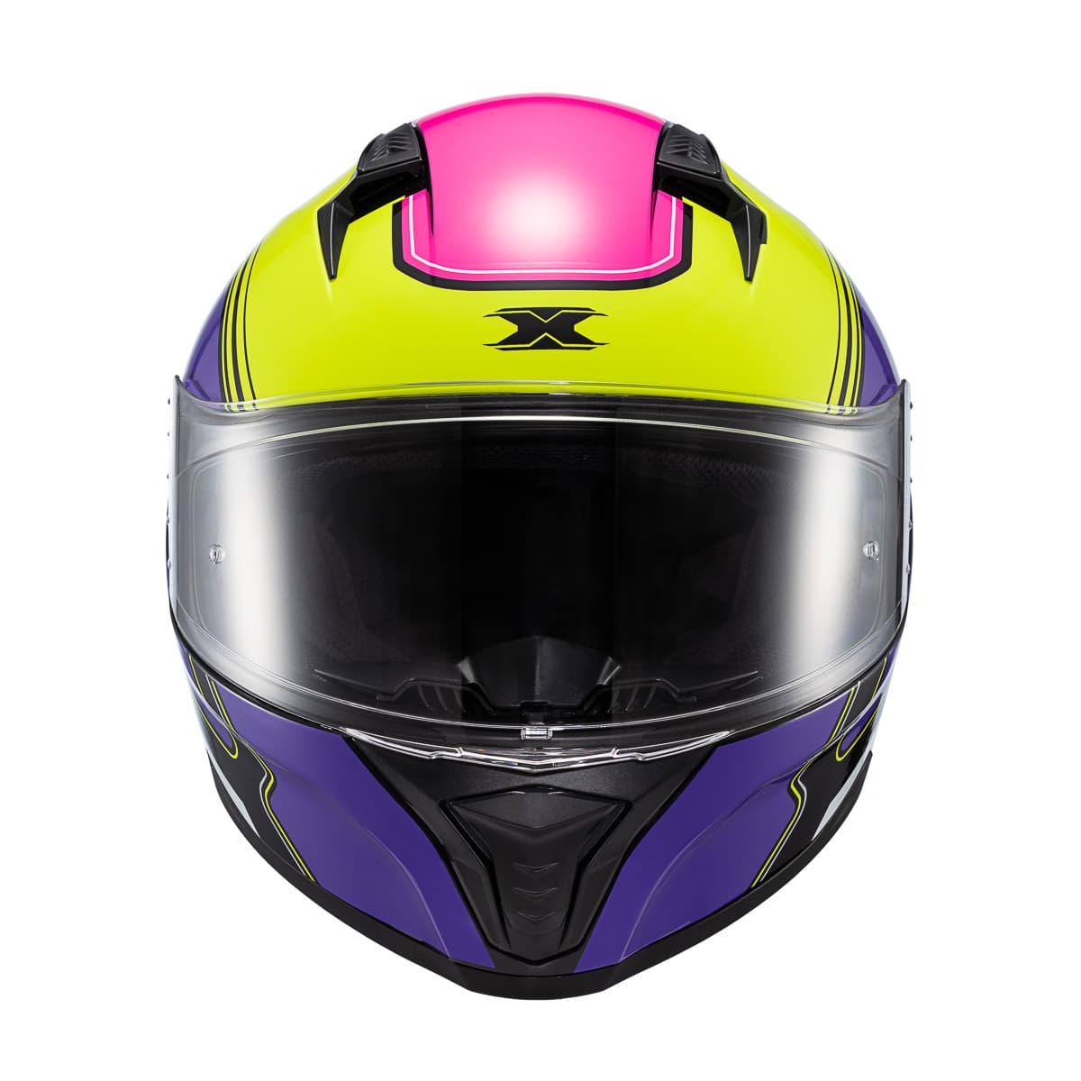 Capacete TEXX Fechado Raptor Hornet Verde Roxo Branco Rosa Brilho