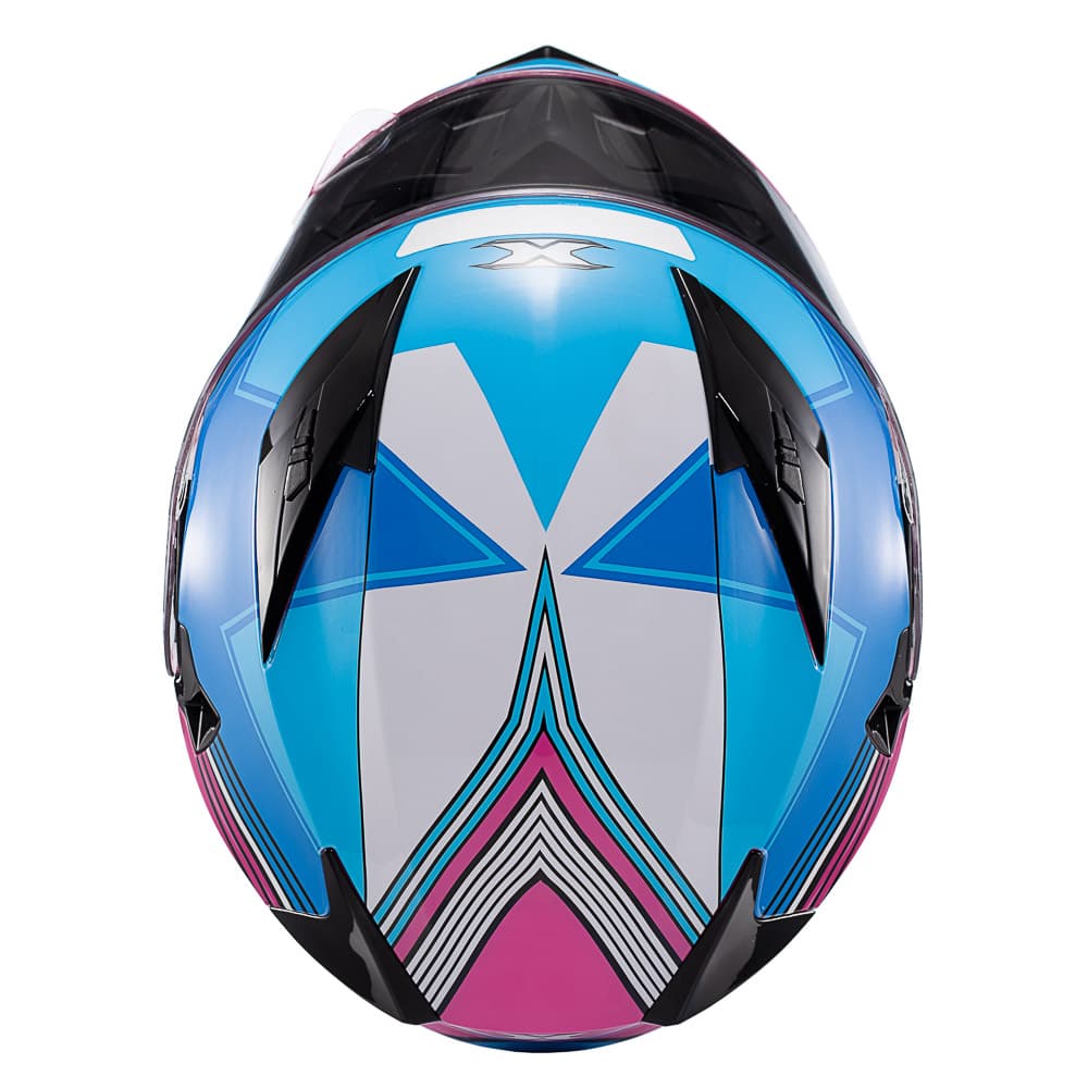Capacete TEXX Strike Superstar Azul Rosa Branco Brilho